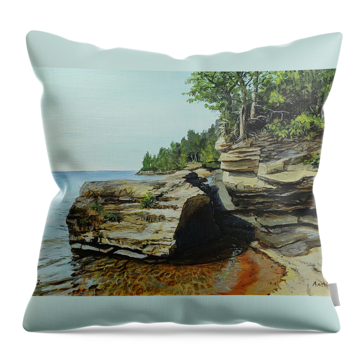 Copper Harbor Throw Pillow featuring the painting In Search Of Memories by William Brody