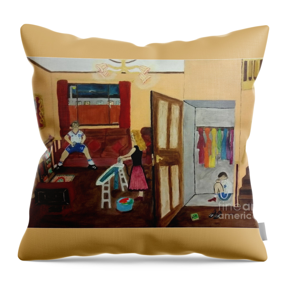 Lgbtq Throw Pillow featuring the drawing In the closet 1984 by David Westwood