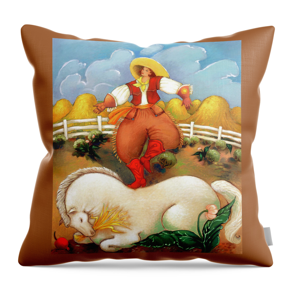 Horses Throw Pillow featuring the painting In the Field of Time and Space by Linda Carter Holman