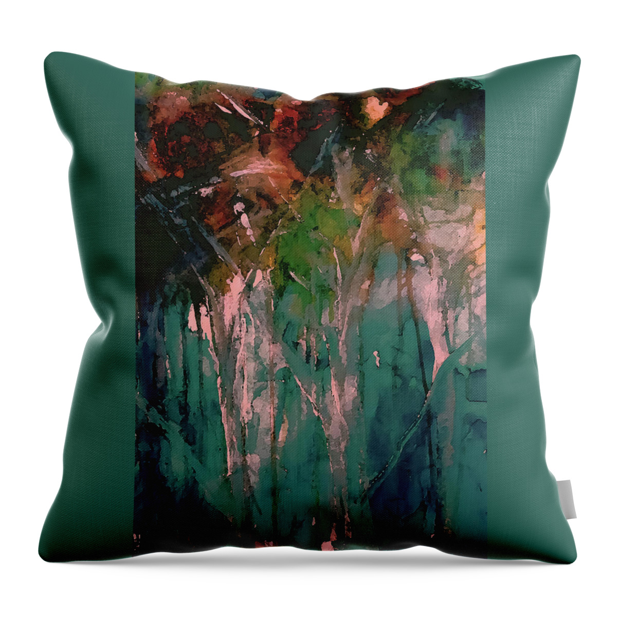 Woodland Throw Pillow featuring the painting In The Woodland Area by Lisa Kaiser
