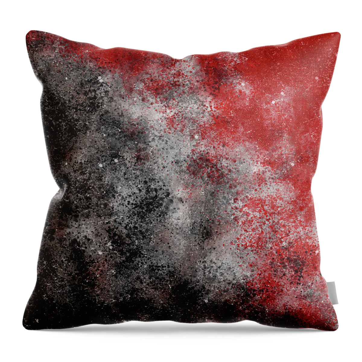 Inner Revolution Throw Pillow featuring the mixed media Inner Revolution 3 - Contemporary, Modern - Abstract Expressionist painting - Red, Black, White by Studio Grafiikka