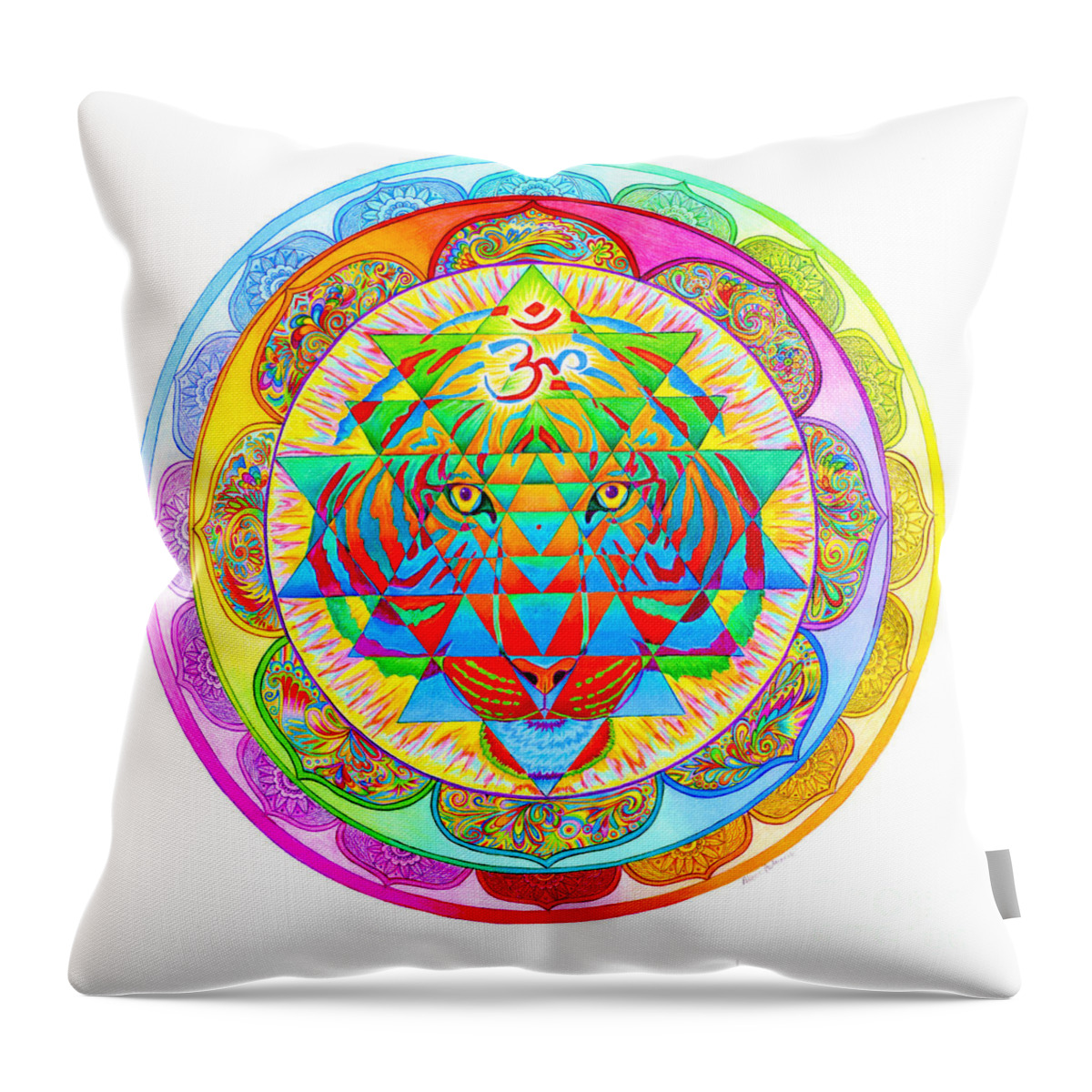 Psychedelic Throw Pillow featuring the drawing Inner Strength by Rebecca Wang