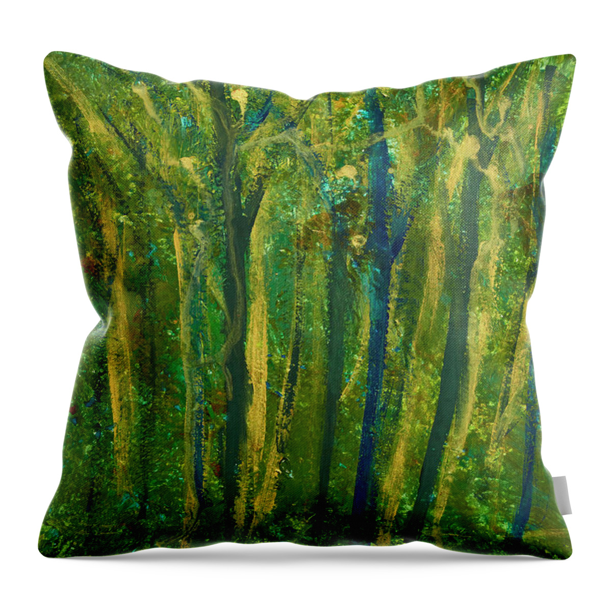 Acrylic Throw Pillow featuring the painting Into the Forest by Tessa Evette