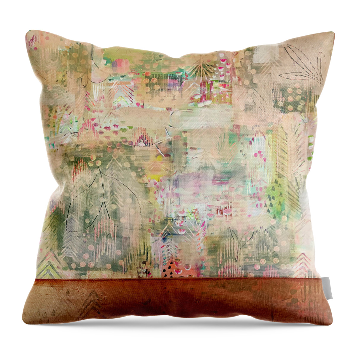 Intuitive Painting Throw Pillow featuring the drawing Intuitive Painting by Claudia Schoen