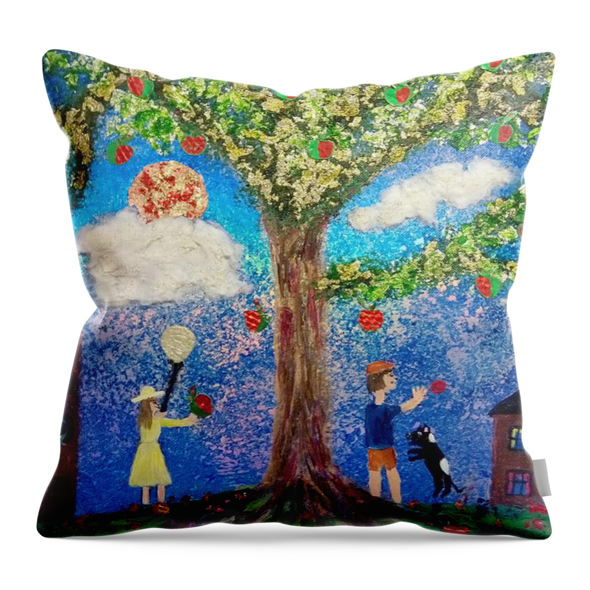 Tree Throw Pillow featuring the mixed media Investigating Gravity by David Westwood