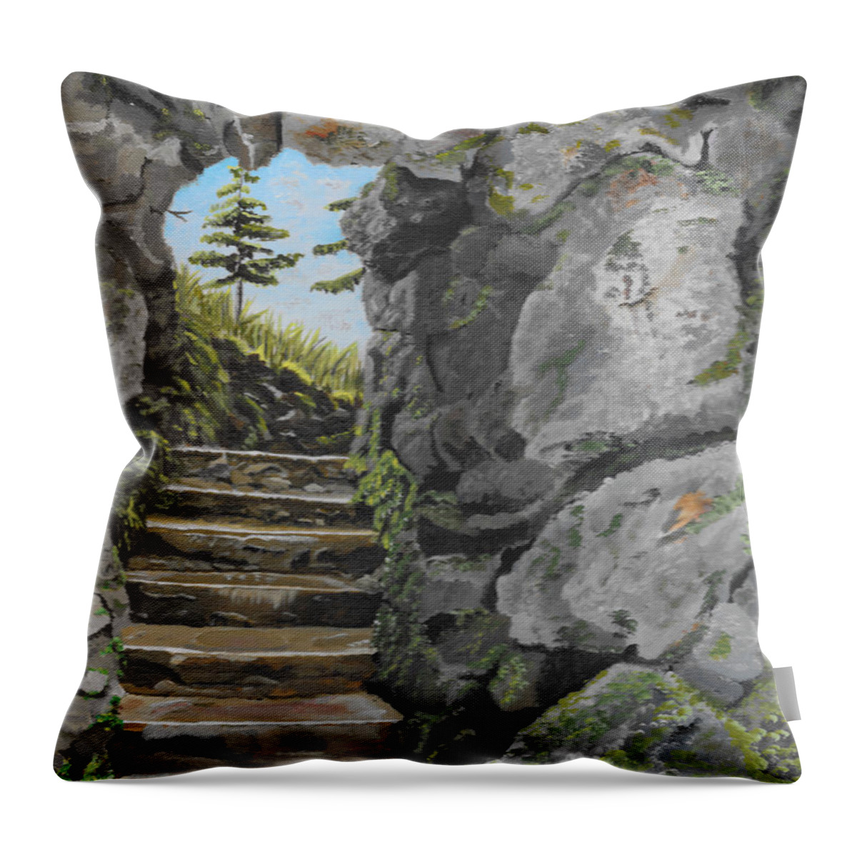 Ireland Throw Pillow featuring the painting Irish Stairs by David Bigelow