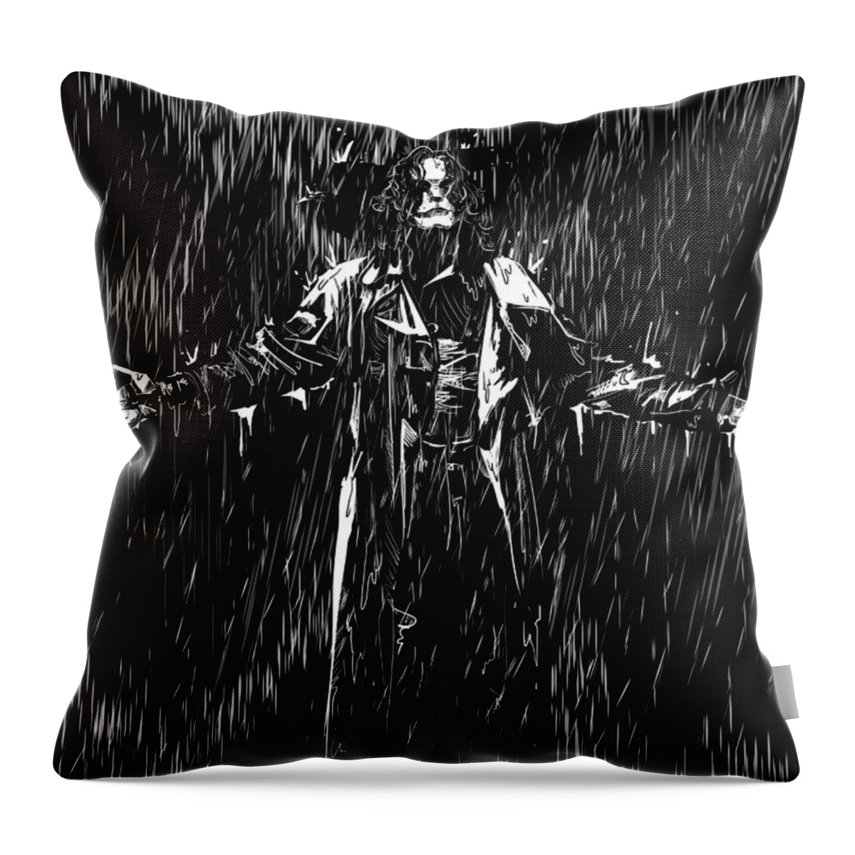 Crow Throw Pillow featuring the drawing It Cant Rain All The Time by Ludwig Van Bacon