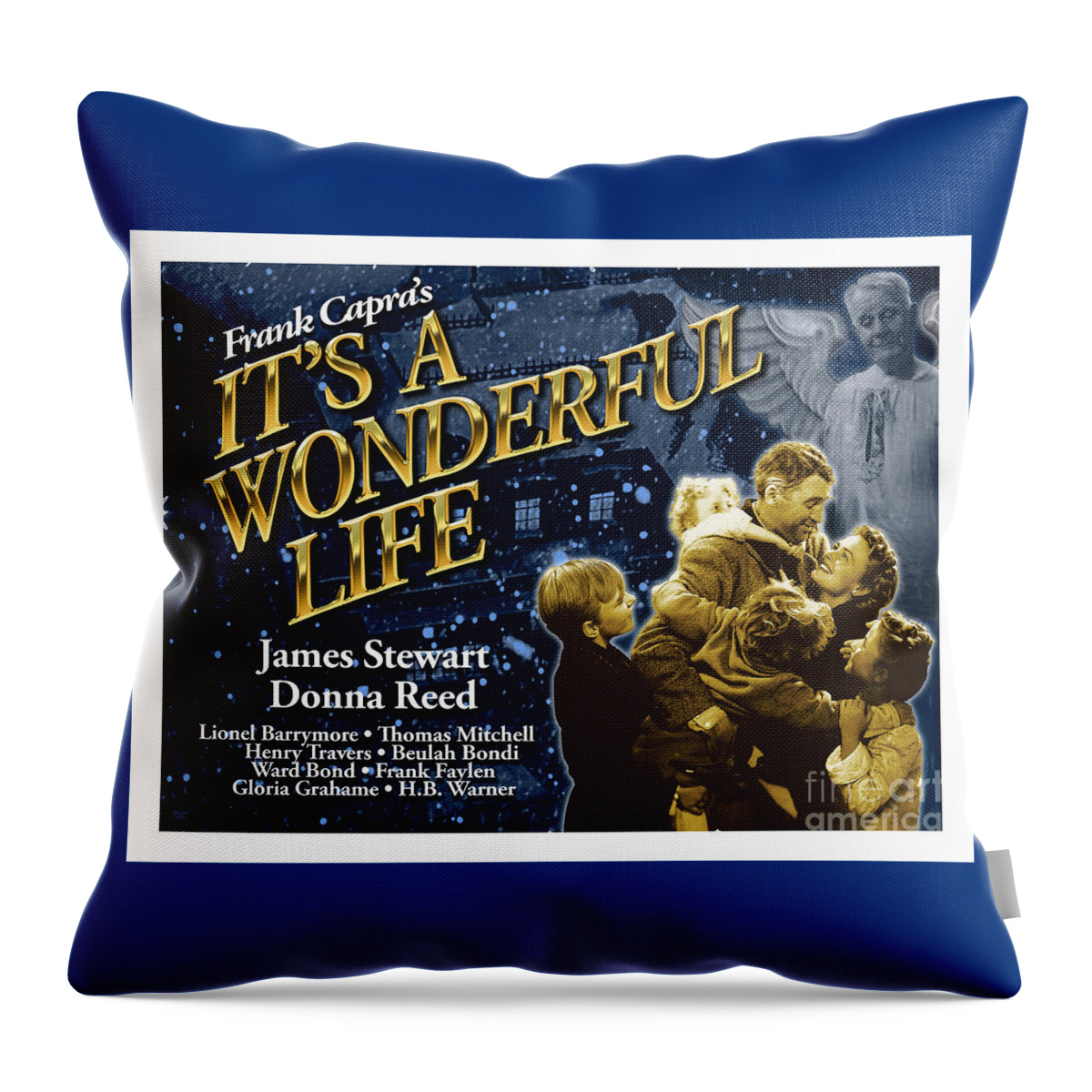 James Stewart Throw Pillow featuring the digital art It's A Wonderful Life New Poster by Brian Watt