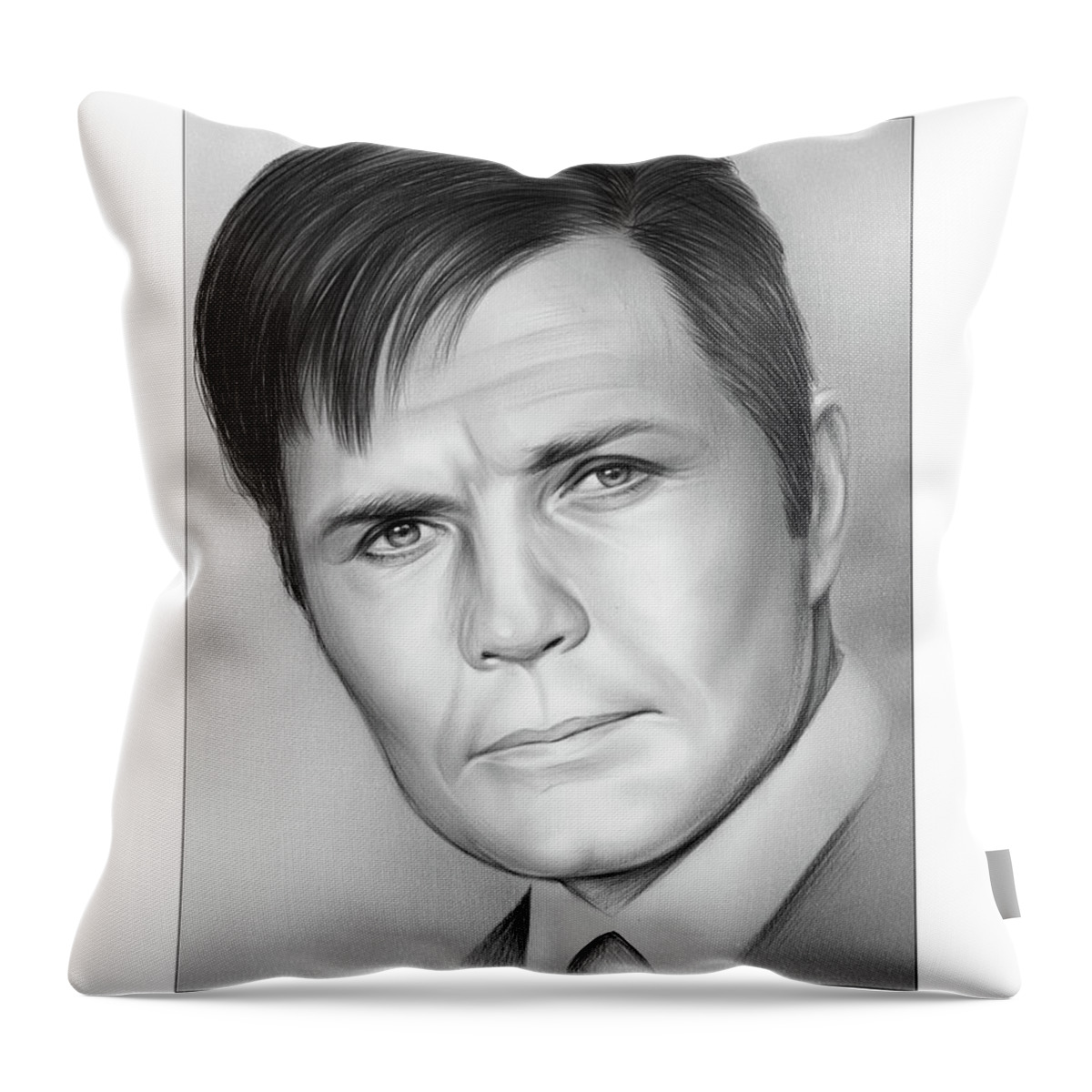 Sketch Of The Day Throw Pillow featuring the drawing Jack Lord by Greg Joens