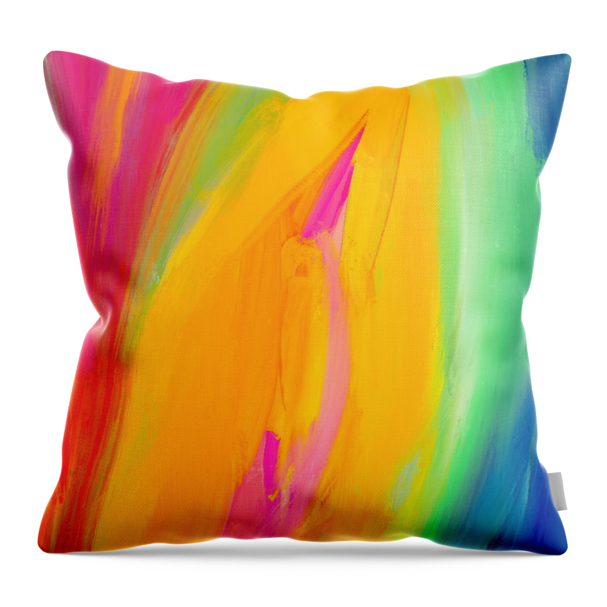 Abstract Throw Pillow featuring the digital art Jackfruit Love - Modern Colorful Abstract Digital Art by Sambel Pedes