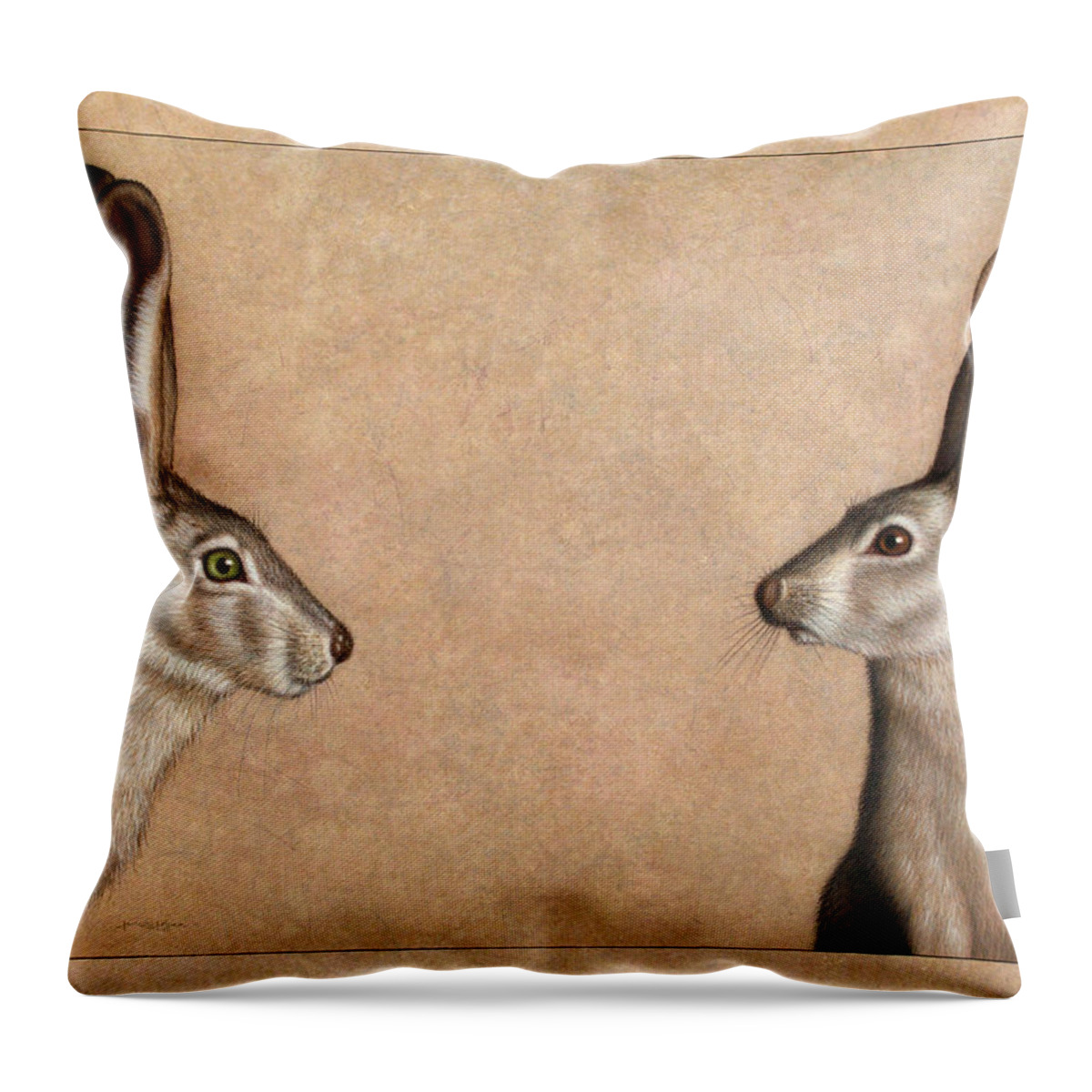 Jackrabbit Throw Pillow featuring the painting Jackrabbits by James W Johnson