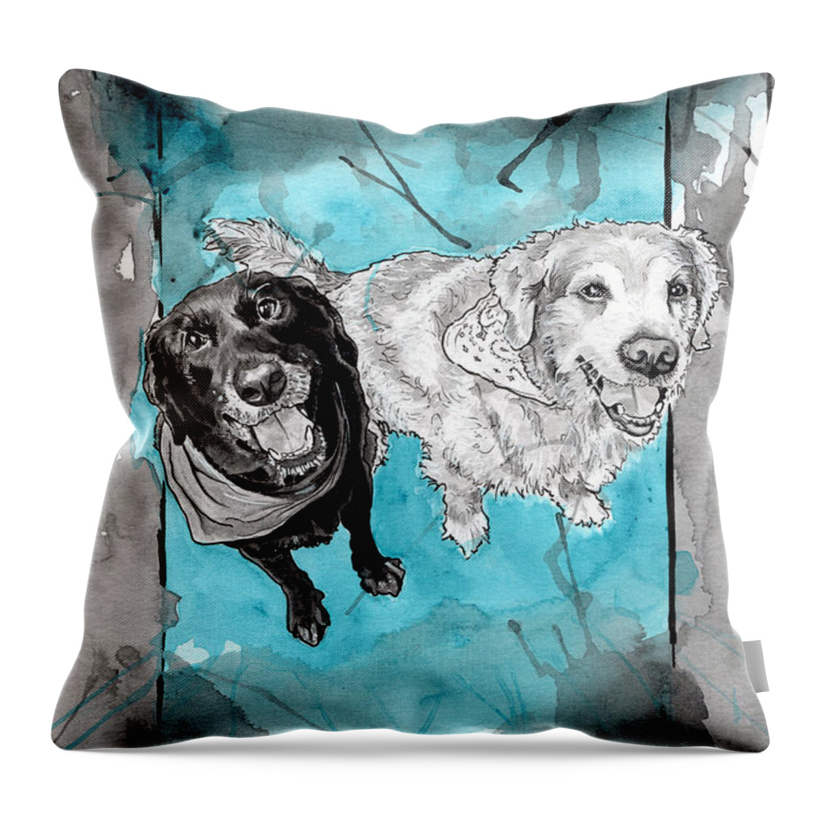 Dog Throw Pillow featuring the painting Jake and Riley by Tiffany DiGiacomo