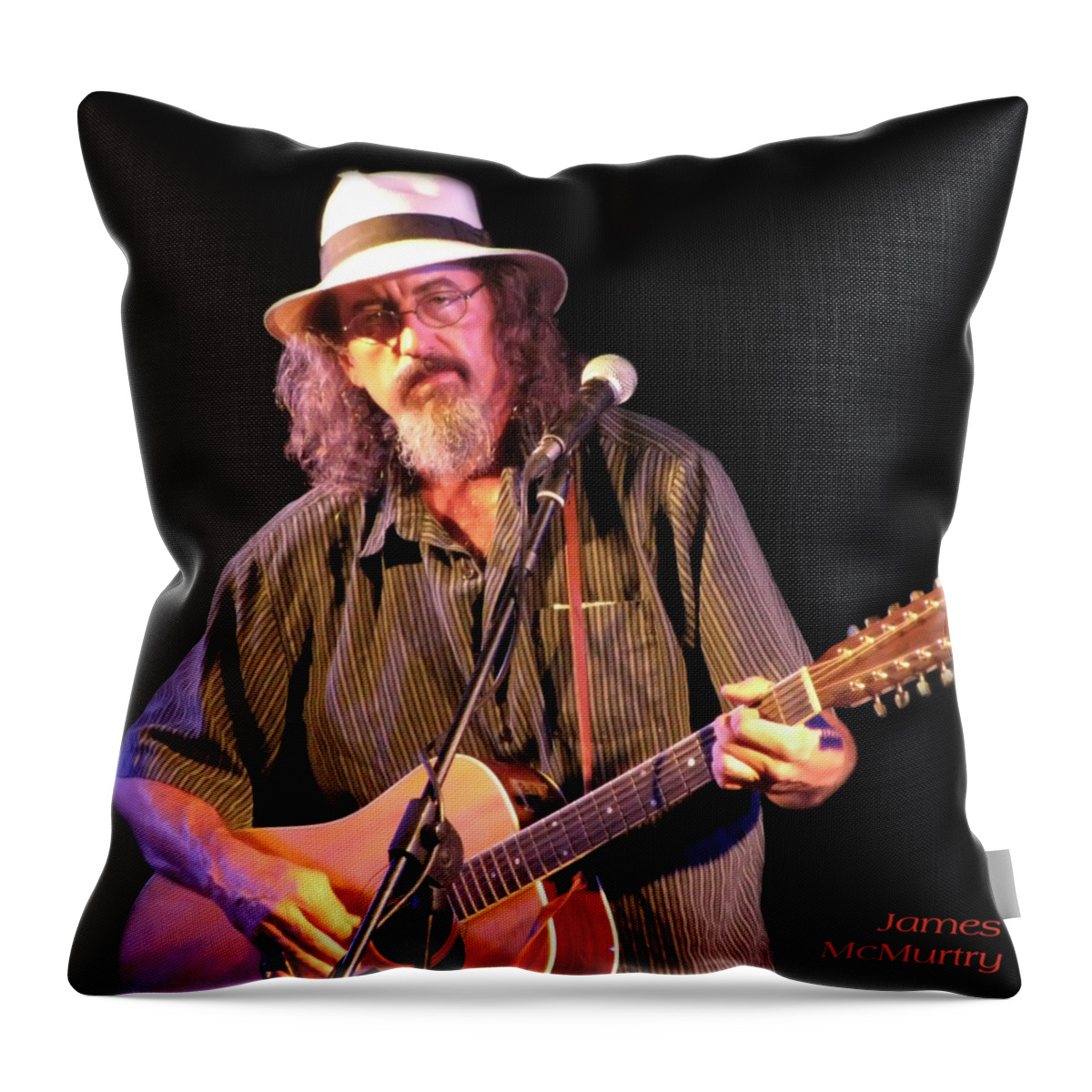 T-shirt Throw Pillow featuring the photograph James McMurtry Live on Stage by Micah Offman