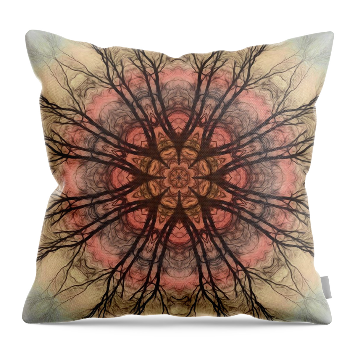 Mandala Throw Pillow featuring the digital art January Sunrise Mandala by Beth Sawickie