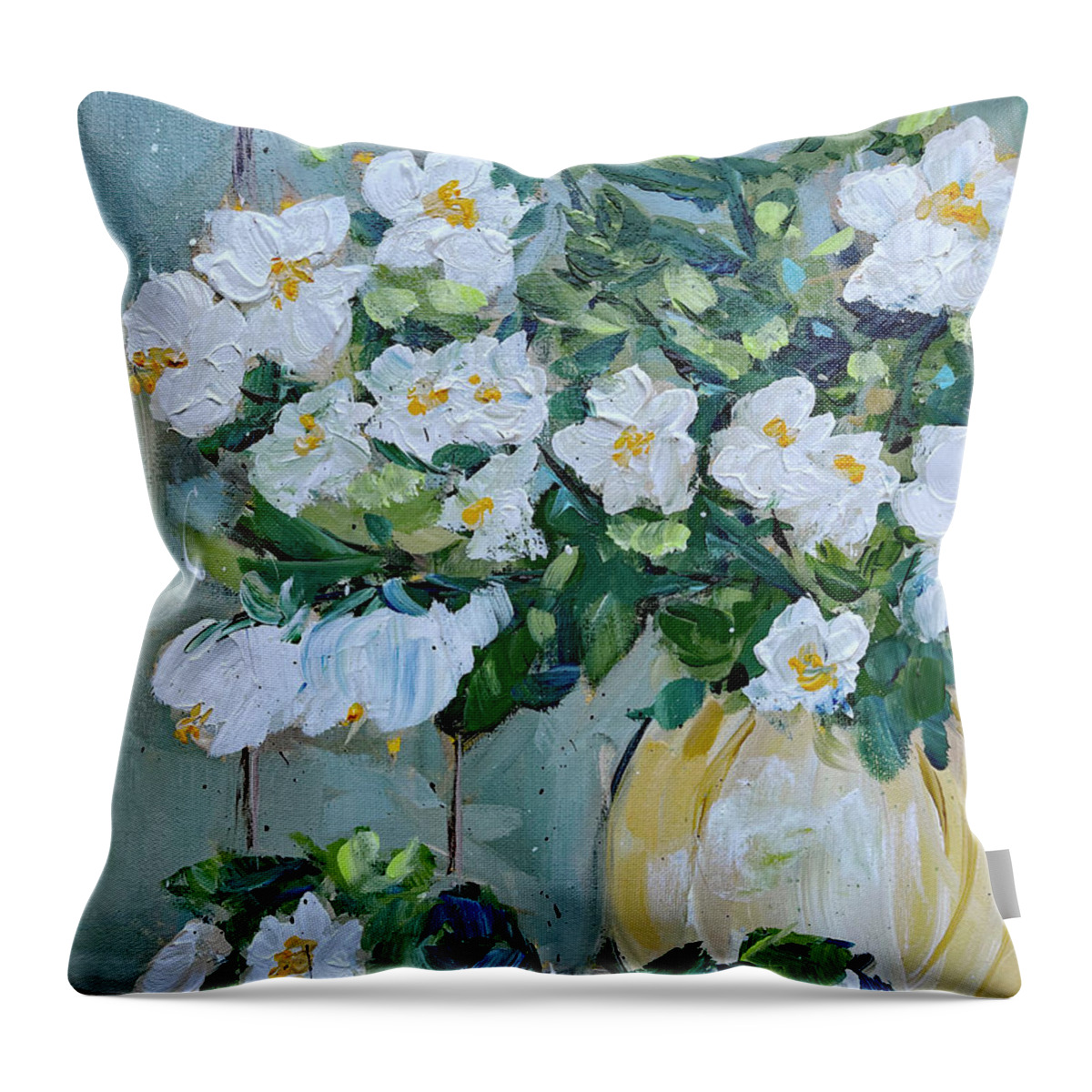 Jasmine Throw Pillow featuring the painting Jasmine by Roxy Rich