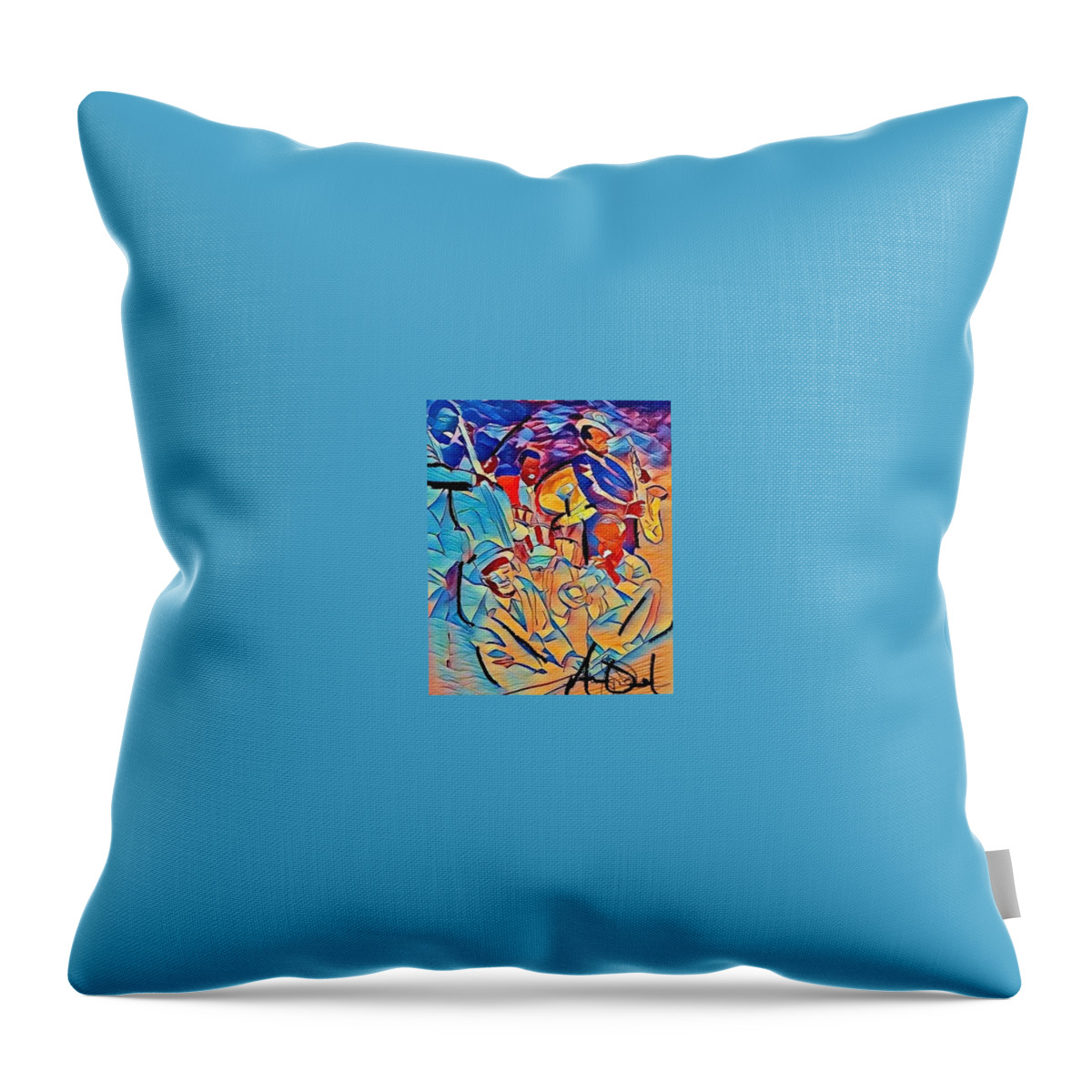  Throw Pillow featuring the painting Jazz Color by Angie ONeal