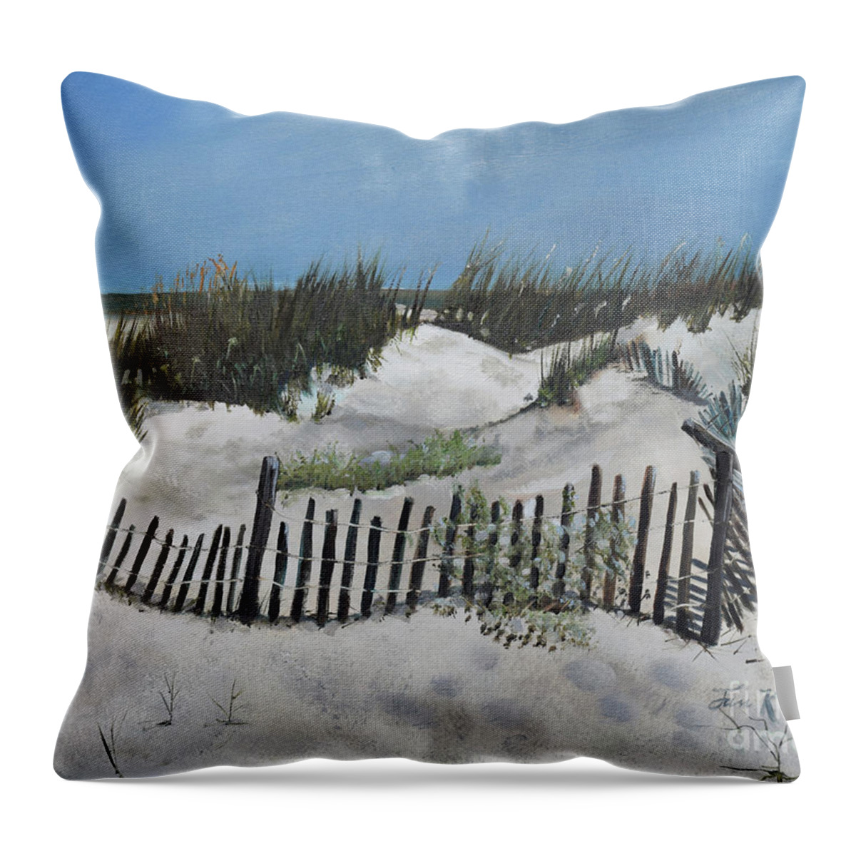  Throw Pillow featuring the painting Jeklyll Island Great Sand Dunes by Jan Dappen
