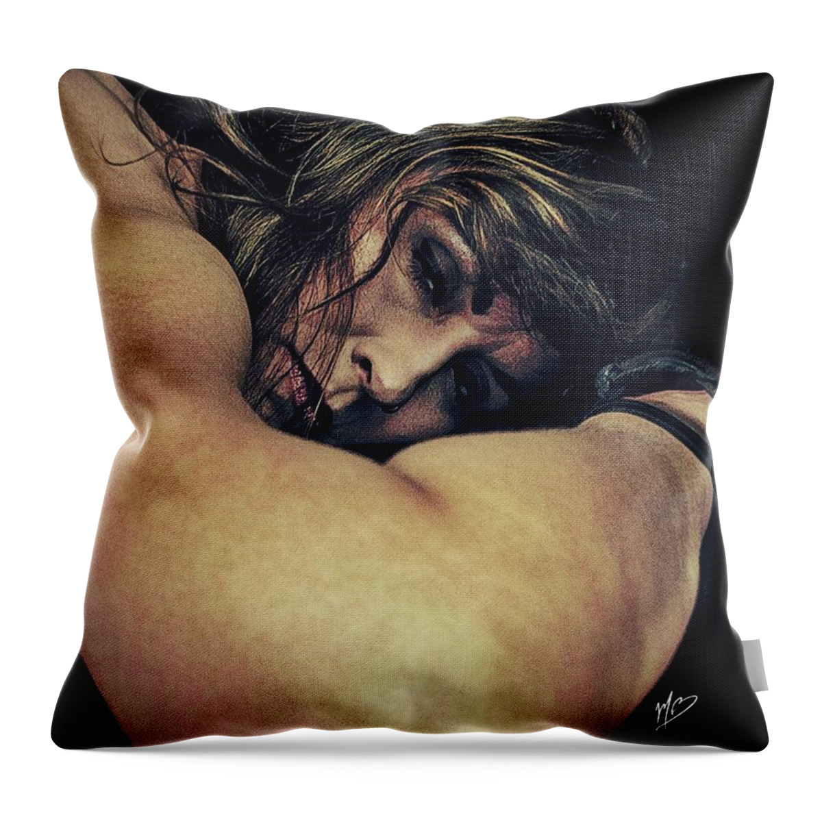Fenale Throw Pillow featuring the digital art Jenn 6 by Mark Baranowski