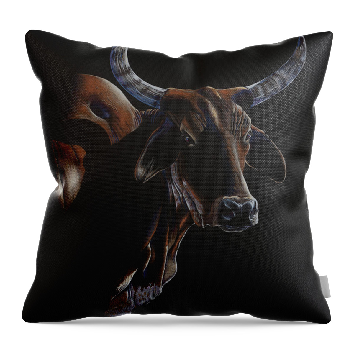 Brahma Throw Pillow featuring the drawing Jeremiah by Jill Westbrook