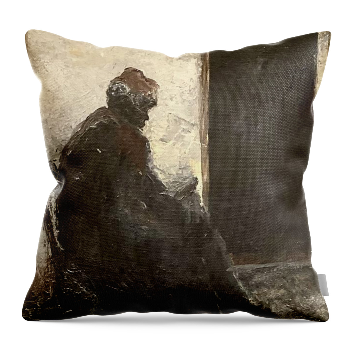 Figure Throw Pillow featuring the painting Jerusalem Elder by David Euler