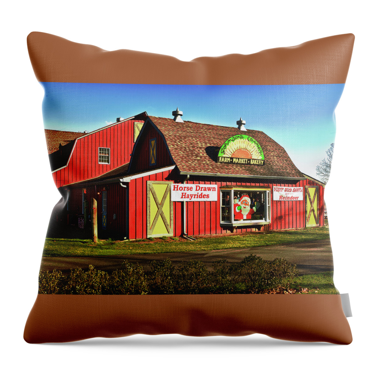 Building Throw Pillow featuring the photograph Johnsons Farm by Louis Dallara
