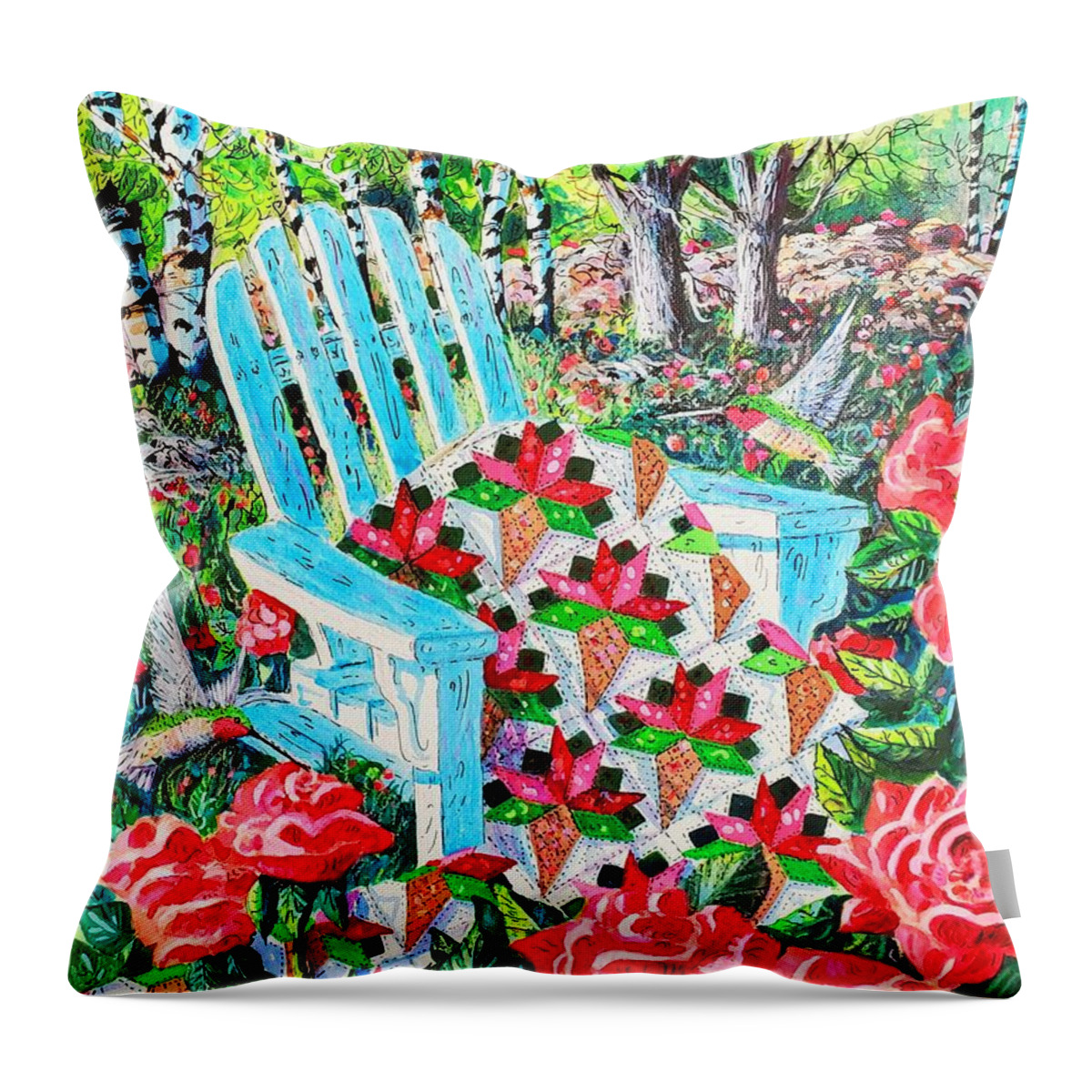 Roses Throw Pillow featuring the painting June Roses by Diane Phalen