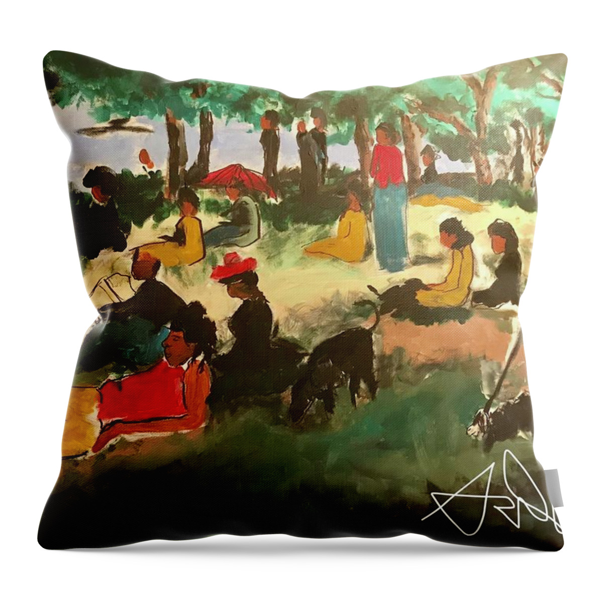  Throw Pillow featuring the painting Juneteenth by Angie ONeal