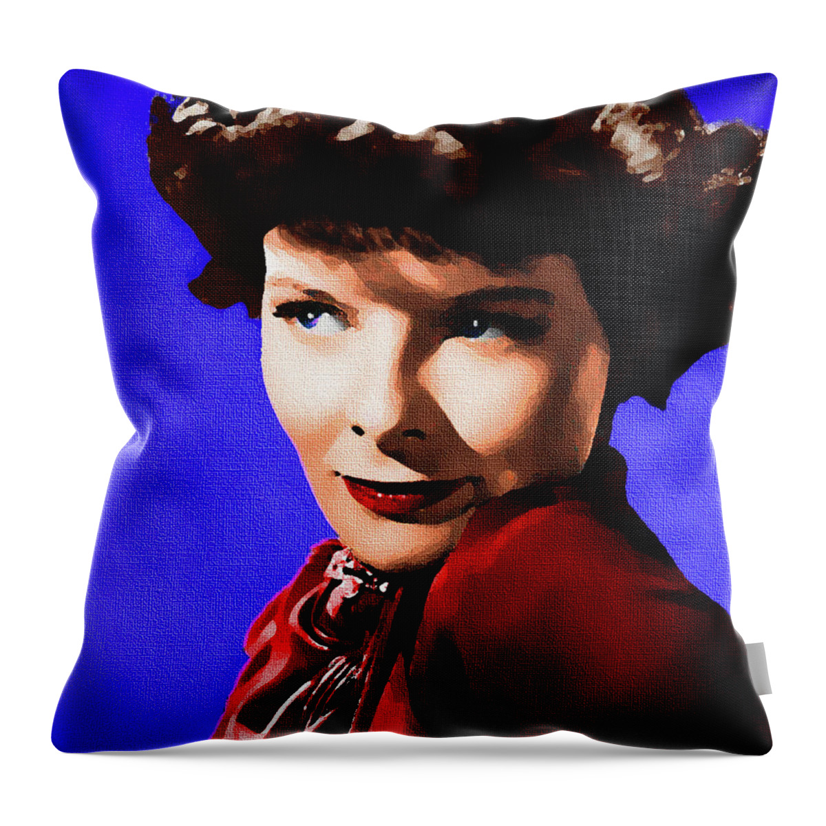 Katharine Throw Pillow featuring the painting Katharine Hepburn 4 by Stars on Art