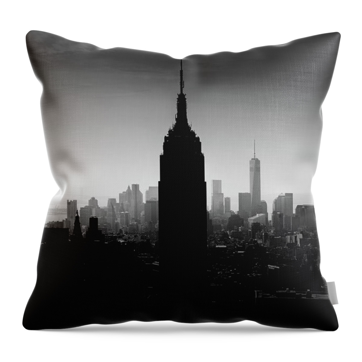 New York City Skyline At Night Throw Pillow featuring the photograph Kept In The Dark by Az Jackson