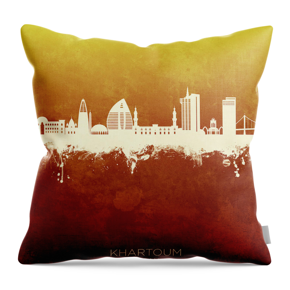Khartoum Throw Pillow featuring the digital art Khartoum Sudan Skyline #35 by Michael Tompsett