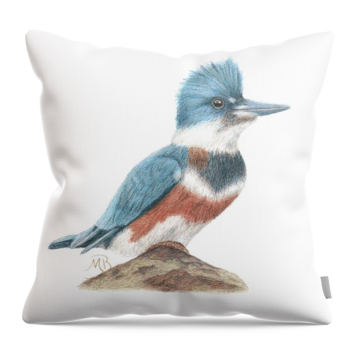 Bird Art Throw Pillow featuring the painting Kingfisher by Monica Burnette