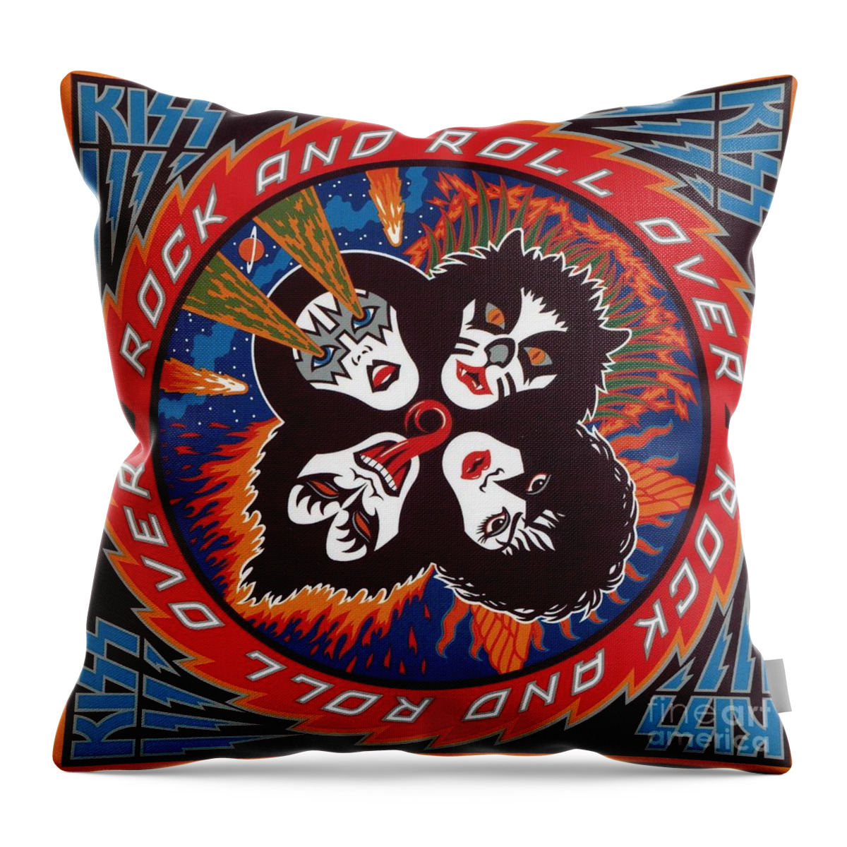 Kiss Throw Pillow featuring the photograph Kiss Rock and Roll Over by Action