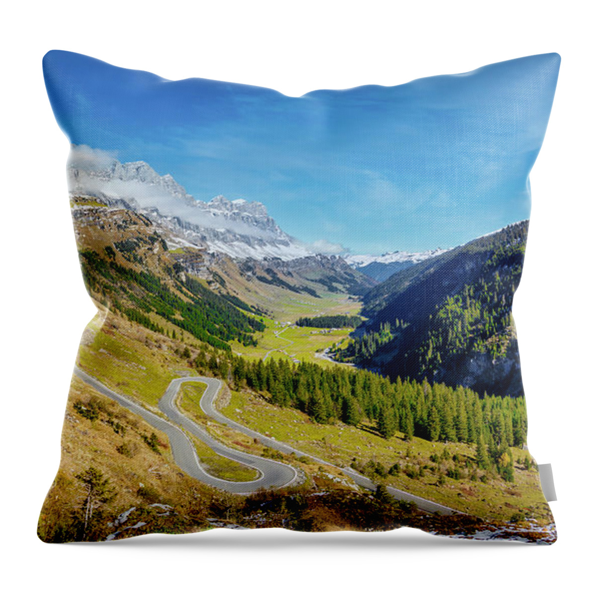 Landscape Throw Pillow featuring the photograph Klausenpass Panorama, Switzerland by Rick Deacon