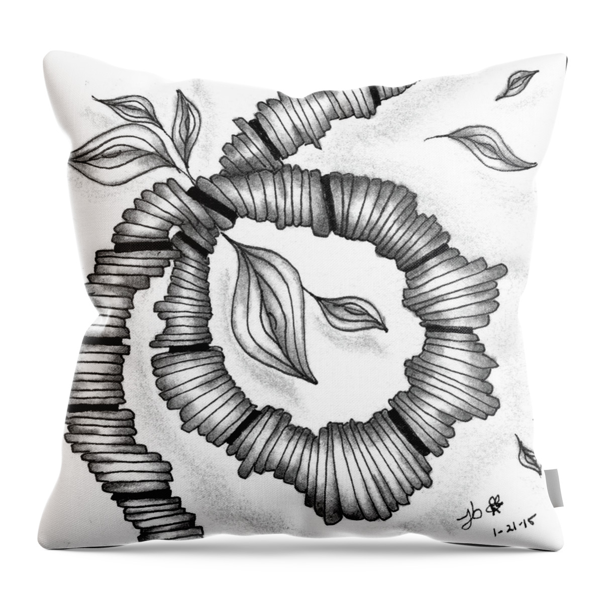 Zentangle Throw Pillow featuring the drawing Knot Today, Please by Jan Steinle