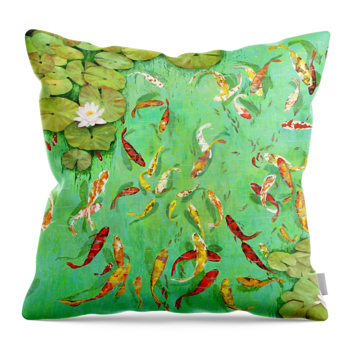 Koi Throw Pillow featuring the painting Koiscape by Guido Borelli