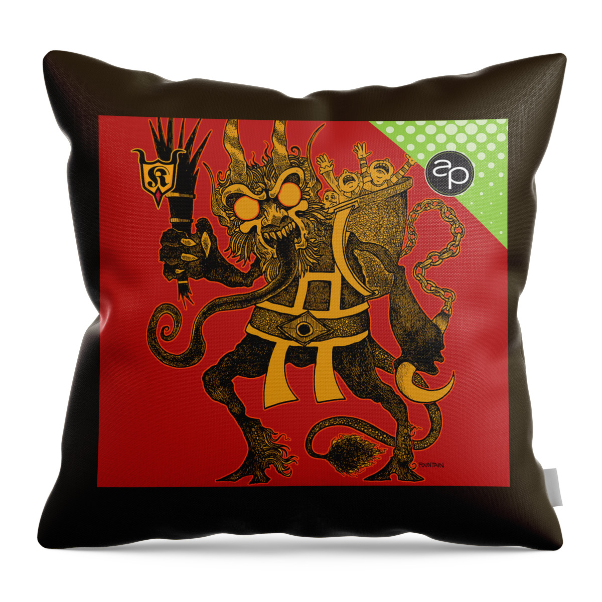 Krampus Throw Pillow featuring the digital art Krewe of Krampus by Art of the Parade Society
