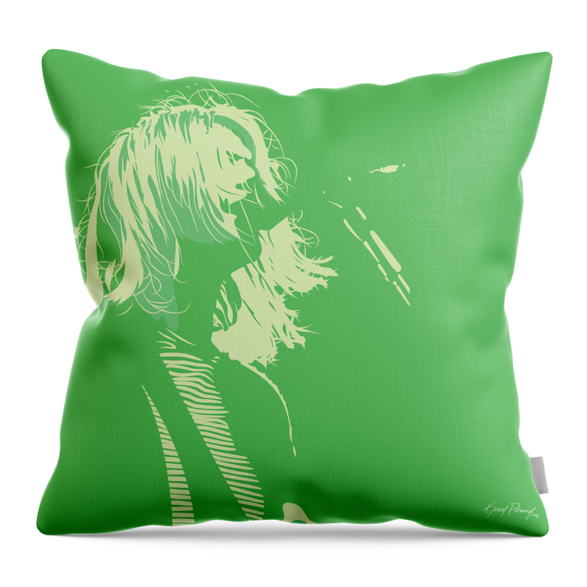 Kurt Cobain Throw Pillow featuring the digital art Kurt Cobain by Kevin Putman