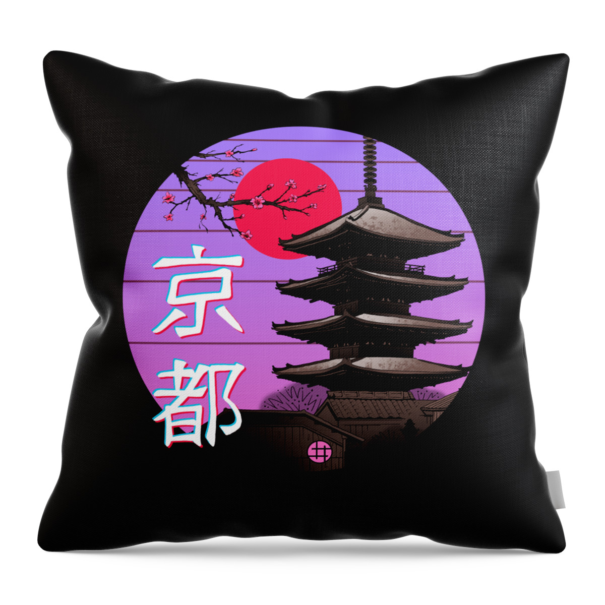 Kyoto Throw Pillow featuring the digital art Kyoto Wave by Vincent Trinidad