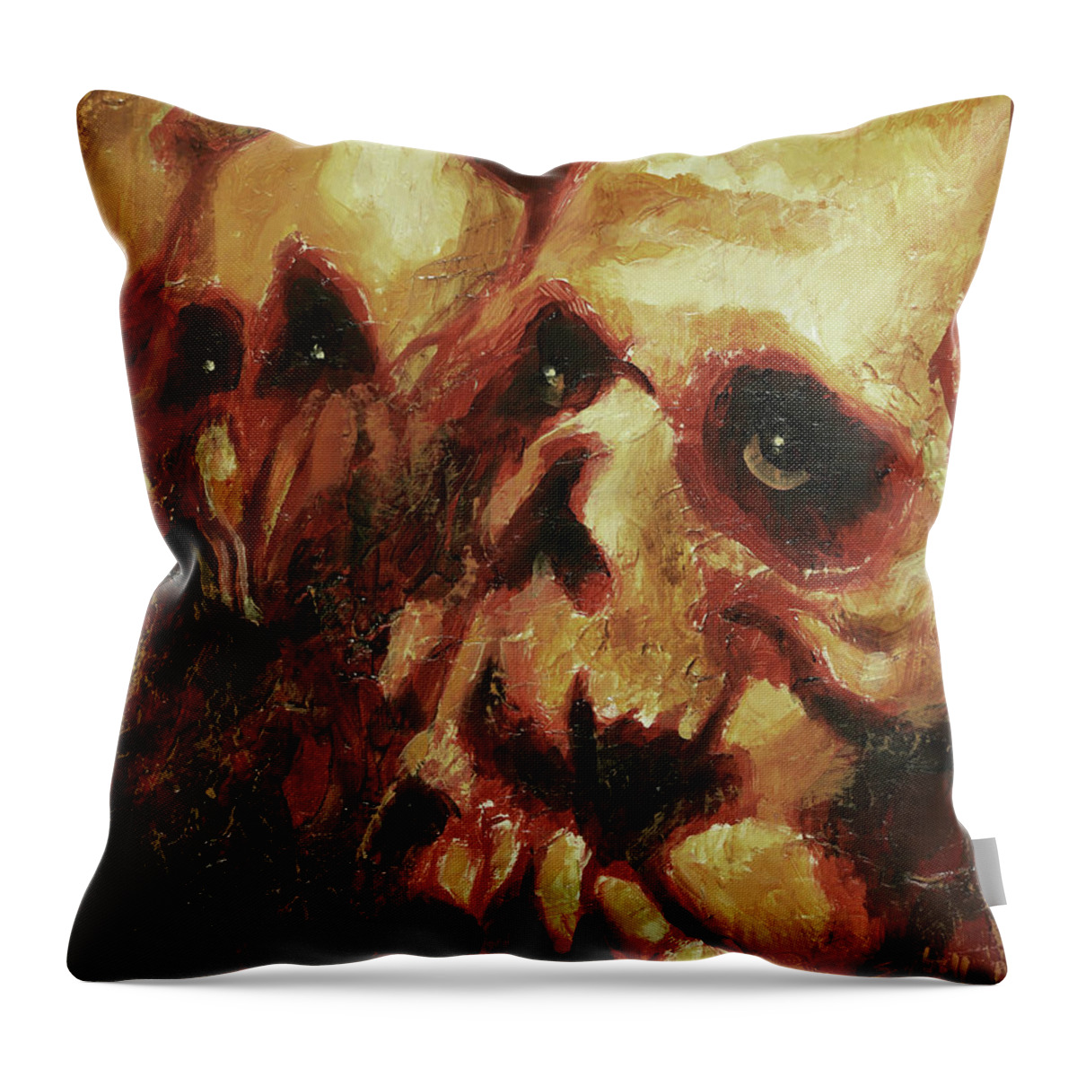 Skulls Throw Pillow featuring the painting La Petite Mort by Sv Bell