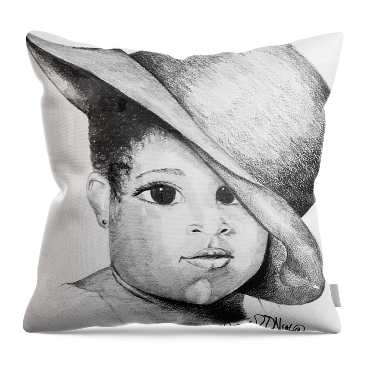  Throw Pillow featuring the drawing Lady by Angie ONeal