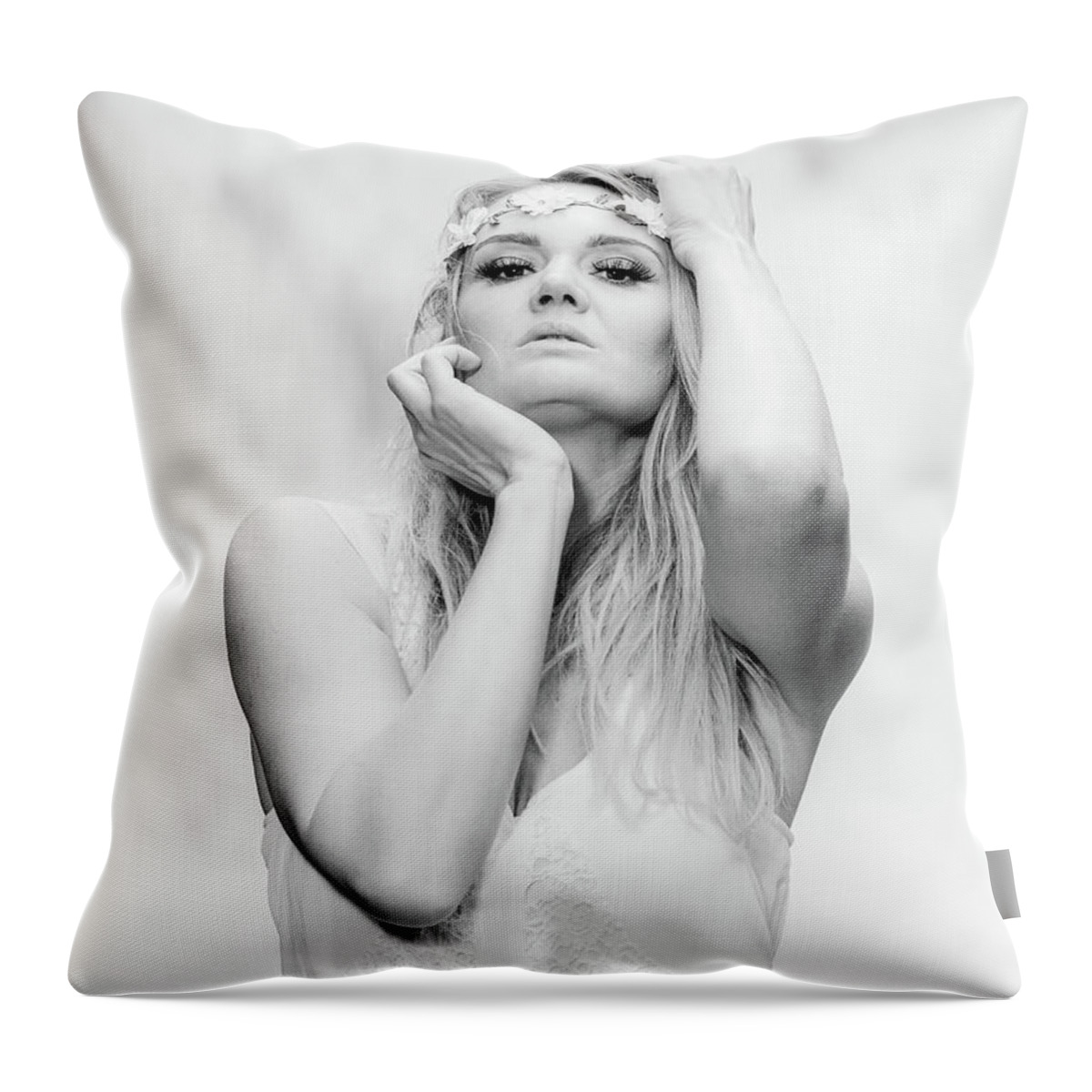 Goit Stock Throw Pillow featuring the photograph Lady in white by Mariusz Talarek