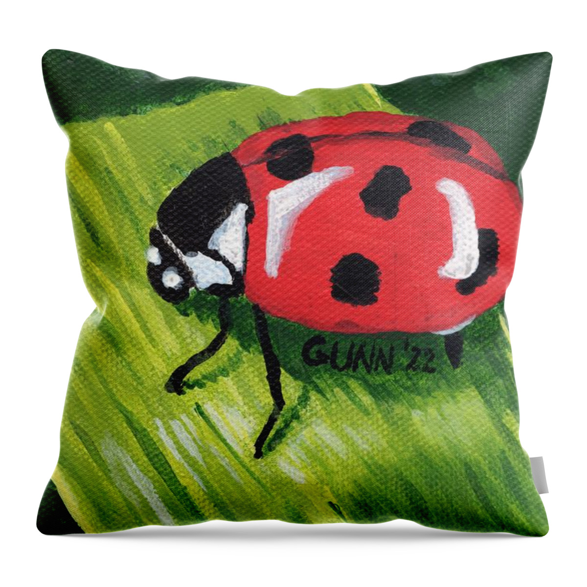 Ladybug Throw Pillow featuring the painting Ladybug by Katrina Gunn