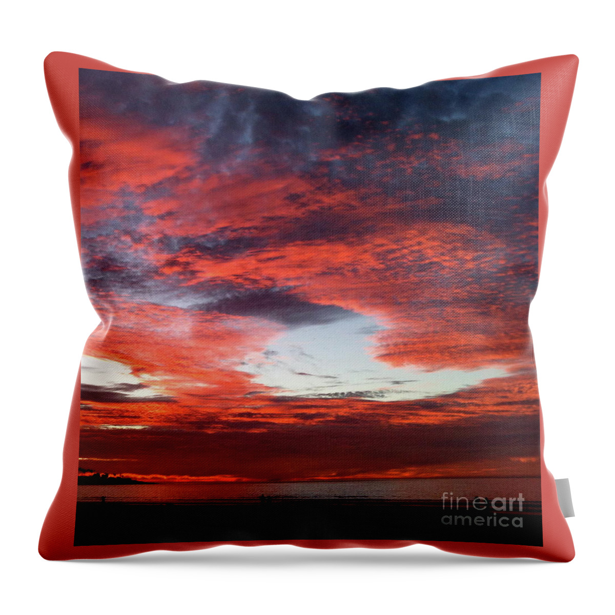 Scarlet Sunset Throw Pillow featuring the photograph LaJolla02 by Mary Kobet