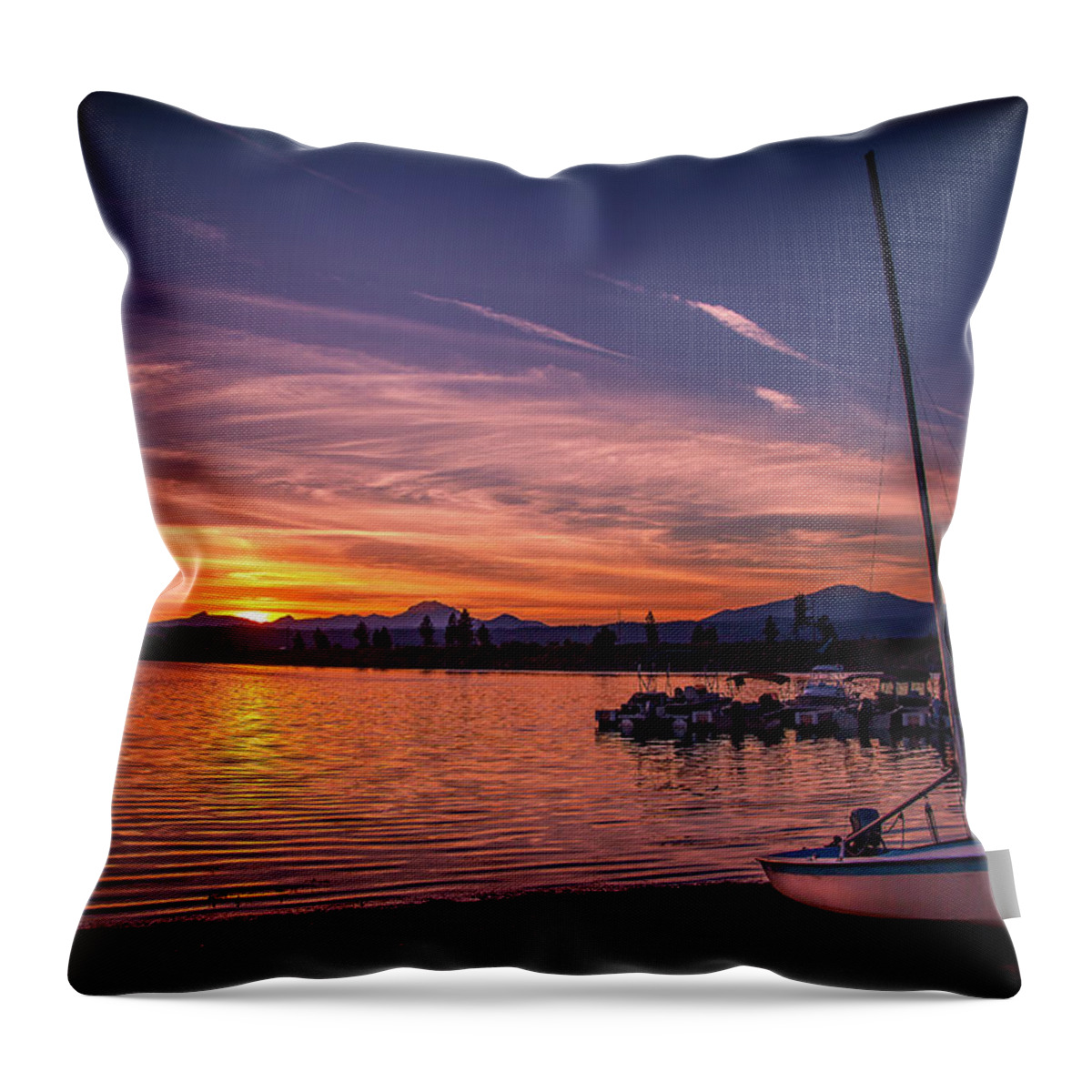 Lake Almanor Throw Pillow featuring the photograph Lake Almanor Sunset by Bradley Morris