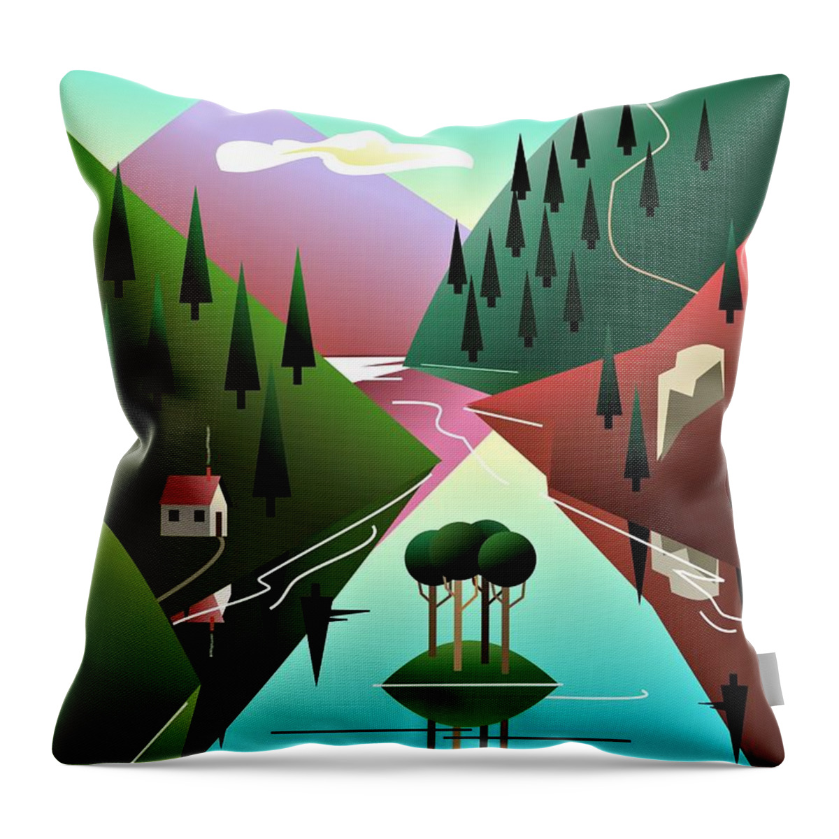 Lake Throw Pillow featuring the digital art Lake District. by Fatline Graphic Art