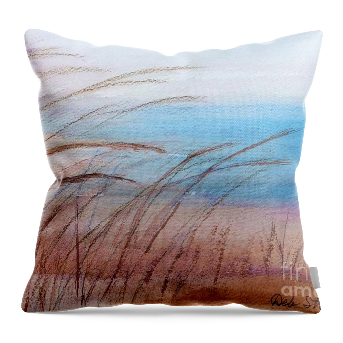 Door County Throw Pillow featuring the painting Lake Grass by Deb Stroh-Larson
