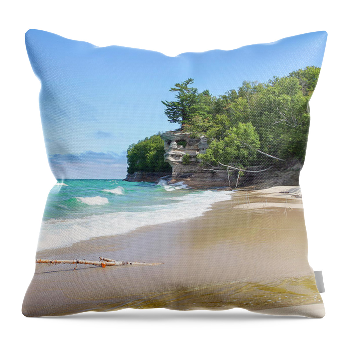Day Throw Pillow featuring the photograph Lake Superior Beach by Robert Carter