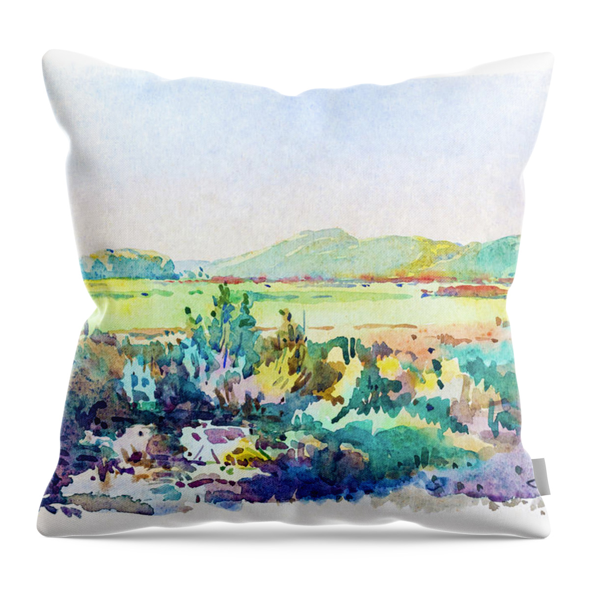 1930s Throw Pillow featuring the painting Landscape, Dalmatia, 1938 by Viktor Wallon-Hars