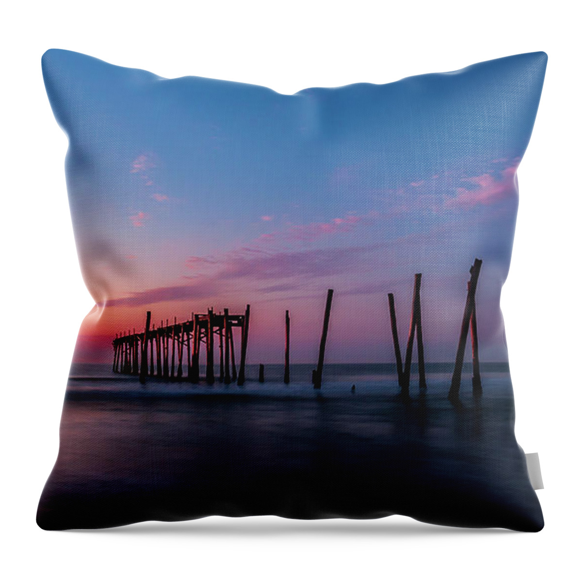 59th Pier Throw Pillow featuring the photograph Landscape Ocean Sunrise by Louis Dallara