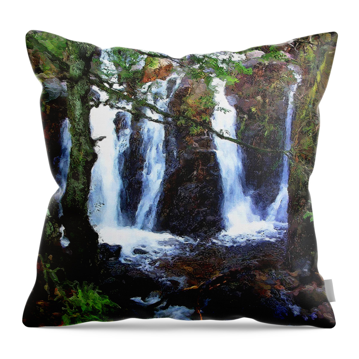 Lake District Throw Pillow featuring the photograph Langdale Waterfall by Brian Watt